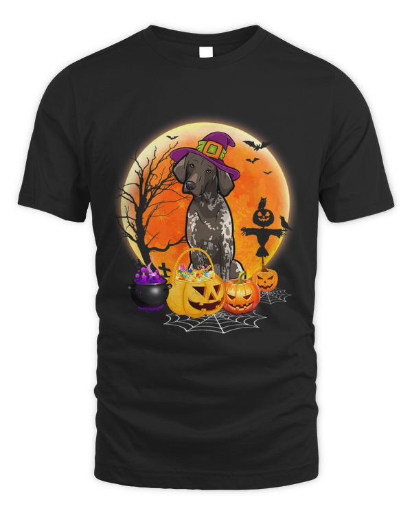 Halloween German Shorthaired Pointer Dog Moon With Pumpkin