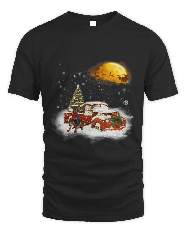 Funny Doberman Dog Snow Red Truck Christmas Xmas Tree Pajama