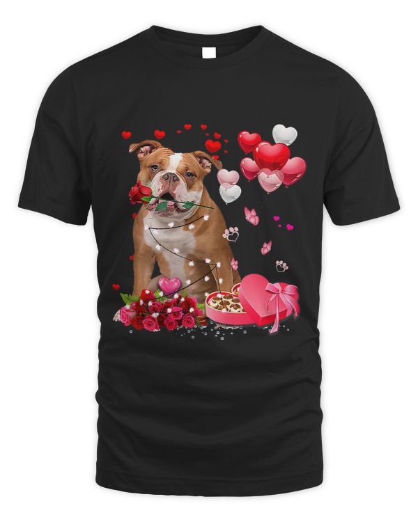 Funny Old English Bulldog Rose Heart Happy Valentine Day Dog