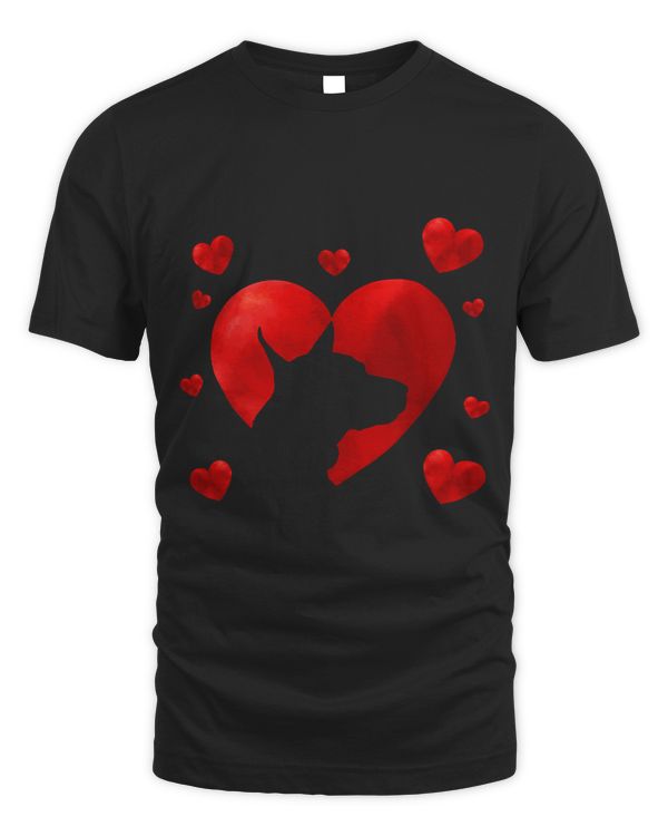 Silhouette Of Doberman Dog With Heart Happy Valentines Day