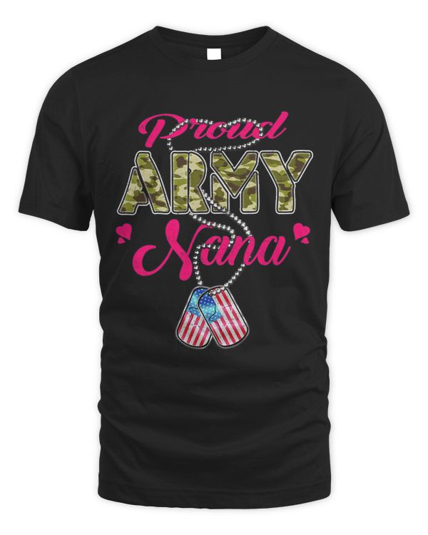 Proud Army Nana US Flag Camo Dog Tags Military Grandmother