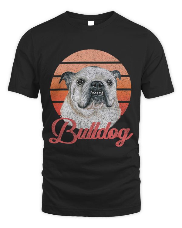 Retro English Bulldog Dog Man Women Gift Shirt