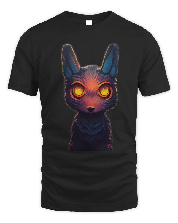 Rainbow FoxAnimal Cartoon Detailed Style Yellow Eyes