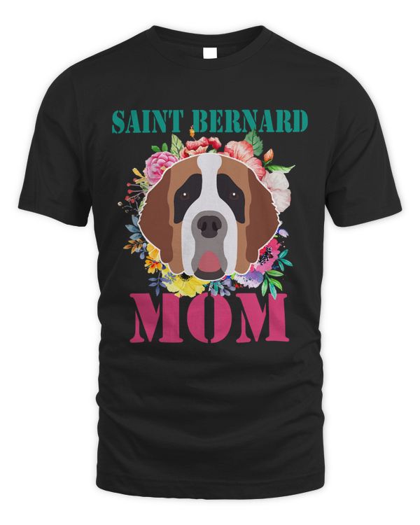 Womens Floral Saint Bernard Mom Puppy Pet Lover