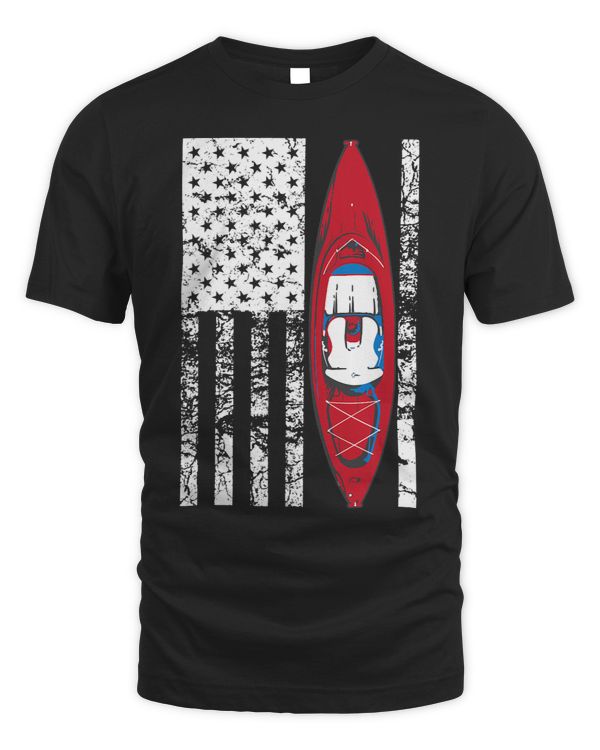 Kayak US American Flag Shirt Cute Unique Kayakers Tee Gift