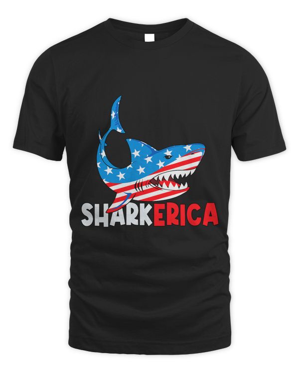 Sharkerica Funny Shark 4th of July American Flag Jawsome