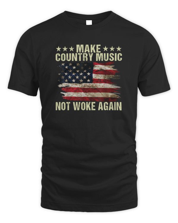 Vintage Make Country Music Not Woke Again American Flag