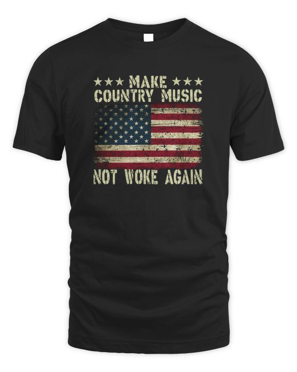 Vintage Make Country Music Not Woke Again American Flag