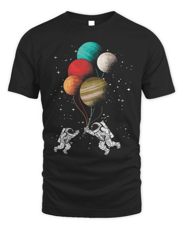 Astronaut Balloon Planets Space Stars Moon Galaxy Spaceship
