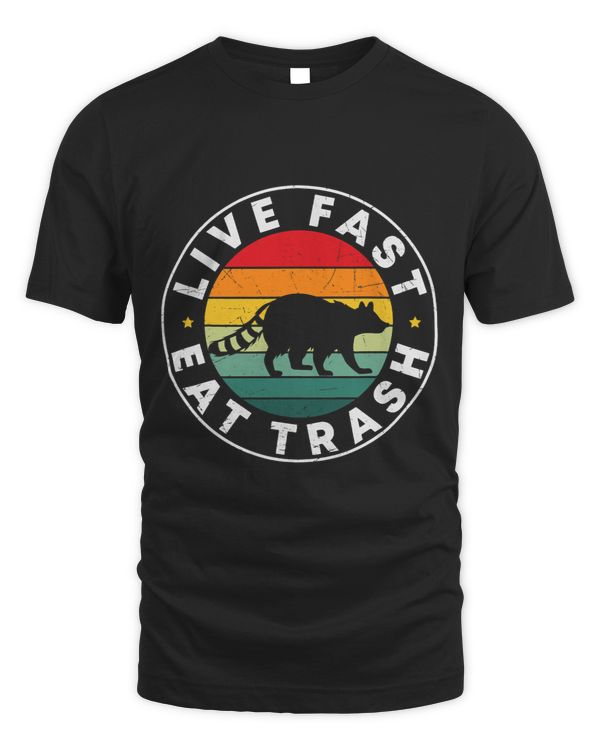 Vintage Live Fast Eat Trash Raccoon Outdoor Hiking Camping