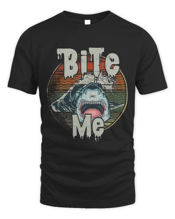 Vintage Angry Shark Bites Me Marine Biologist Sunset