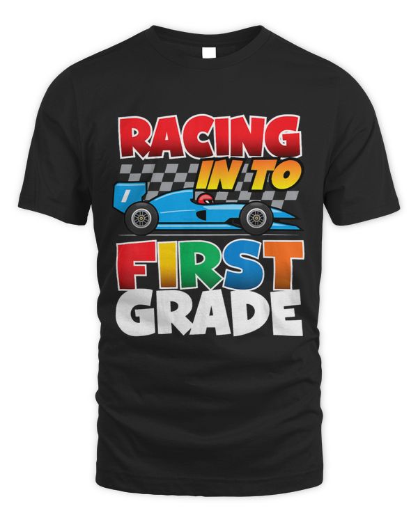 Kids Racing into First Grade School Race Car Driver racecar boys