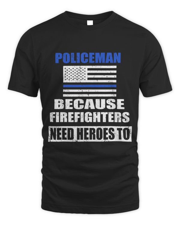 Mens Police Officer Because Hero Thin Blue Line Flag Police