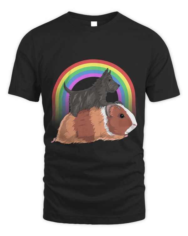 GP Guinea Pig Scottish Terrier Dog Riding Guinea Pig Rainbow Cute Magical