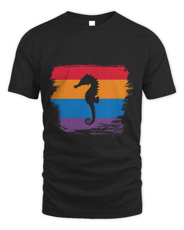 Seahorse Lover Shadow silhouette with colorful Flag