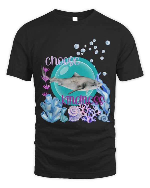 Shark Lover Great White Shark Lover Choose Kindness Watercolor Ocean Sea