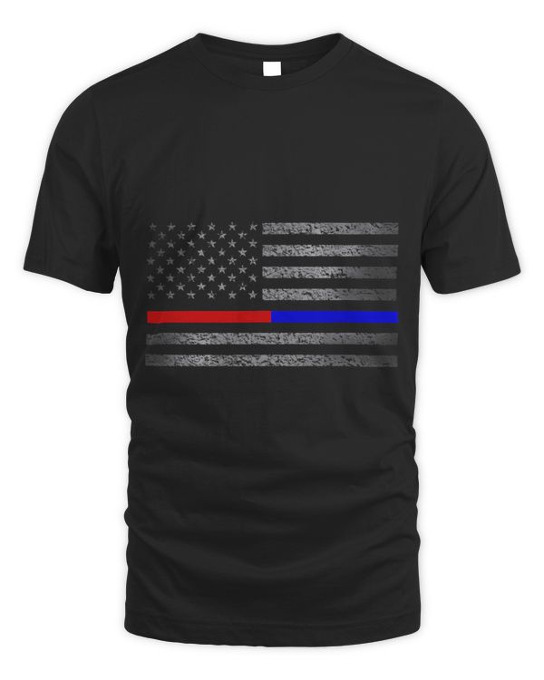 Thine Blue Red Line Flag Police and Firefighter