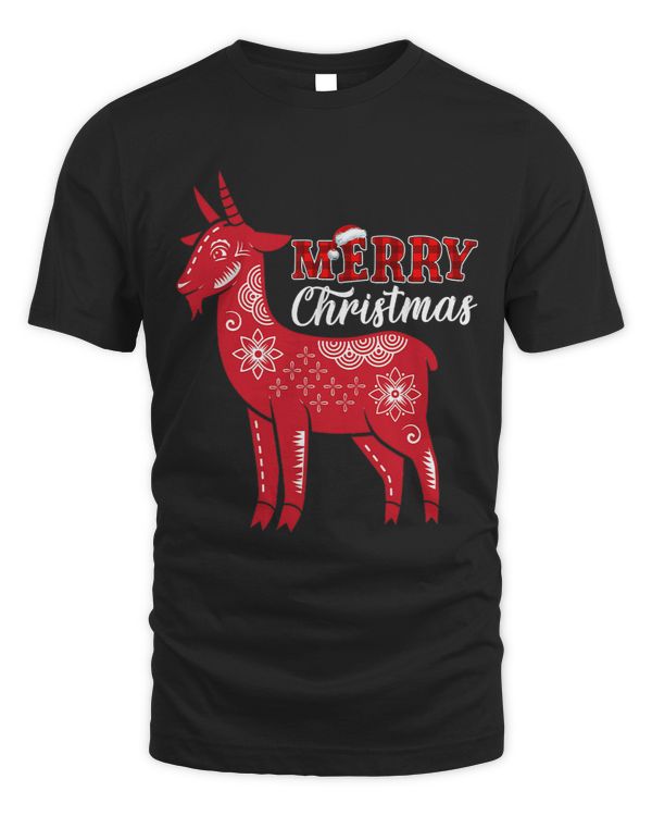 Funny Goat Merry Christmas Buffalo Plaid Red Goat