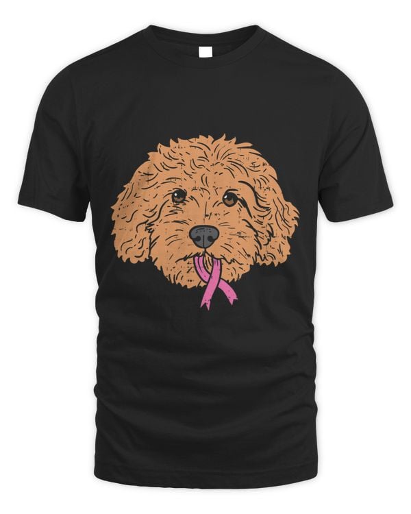 BC Goldendoodle Dog Ribbon Breast Cancer Awareness Support Gift Cancer