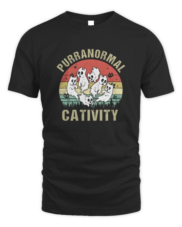 Vintage Spooky Ghost Cat Paranormal Funny Activity Halloween