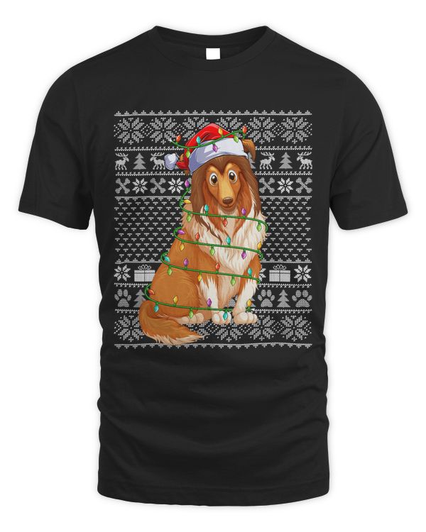 Dog Shetland Ugly Xmas Sweater Style Santa Shetland Sheepdog Christmas