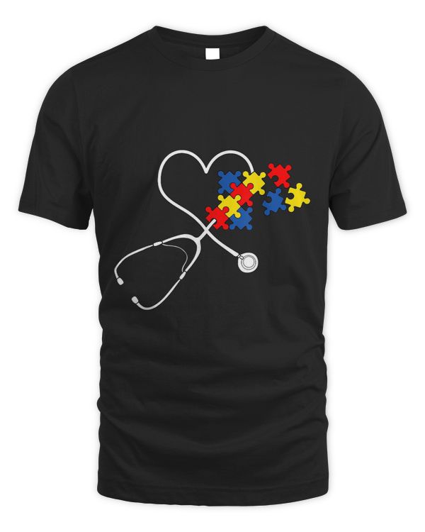 Funny Nurse Doctor Autism Awareness Puzzle Stethoscope Heart