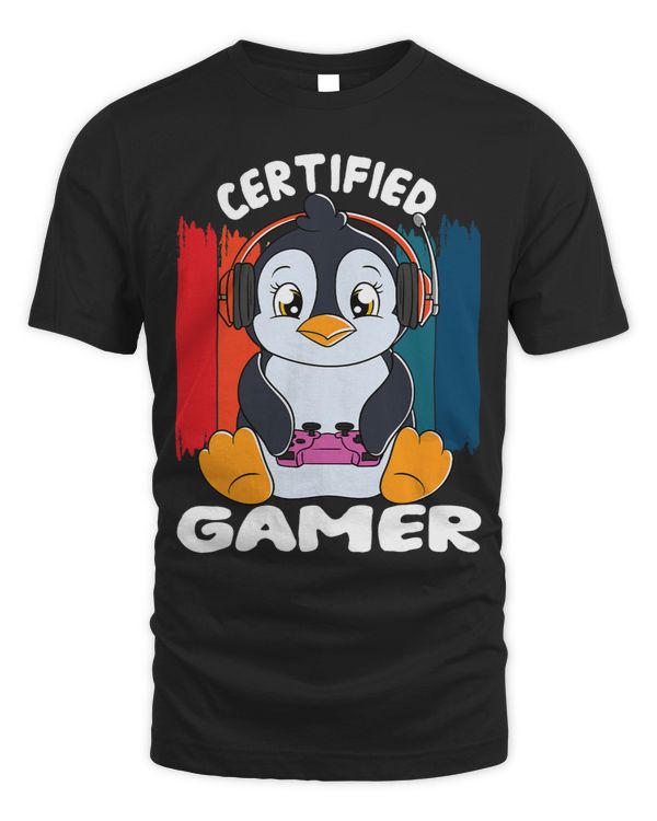 Penguins Lover with Gamer Headset Gaming Penguin Certified Gamer