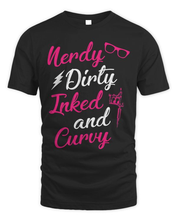 Funny Womens Nerdy Dirty Inked And Curvy Wife Tee