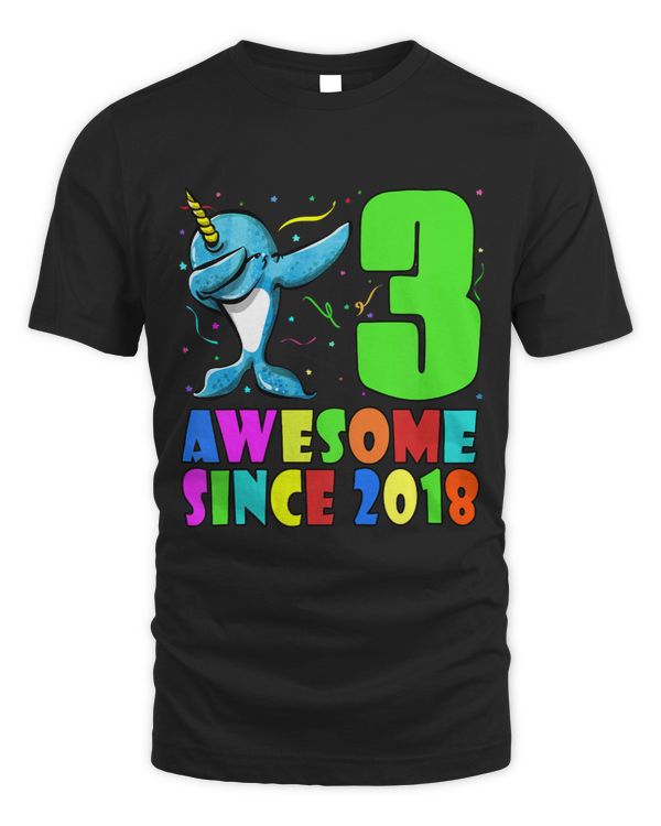 Narwhal Lover Kids Awesome Since 2018 Dabbing Narwhal 23rd Birthday Party Kids