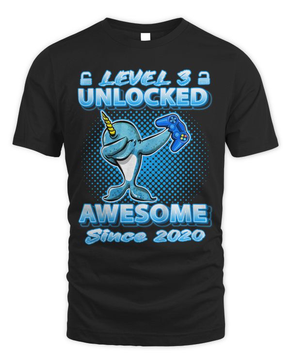 Narwhal Lover Kids Level 3 Unlocked Gamers Born 2Dab Narwhal 3rd Birthday
