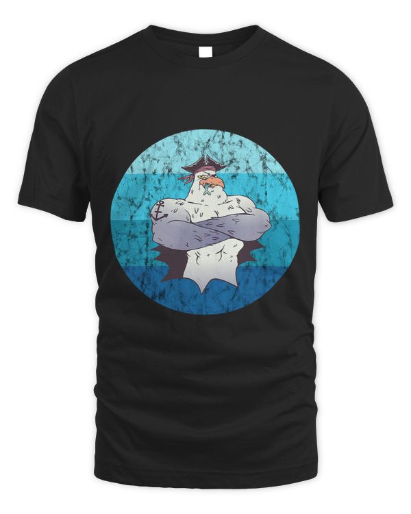 Seagull Lover Pirate Retro Vintage Cross Arms Seabird Fish Catch