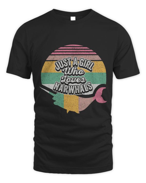 Narwhal Vintage Retro Narwhal Just A Girl Who Loves Narwhals
