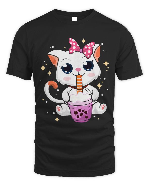 Kawaii Neko Anime Cat Boba Drink Bubble Tea Tapioca