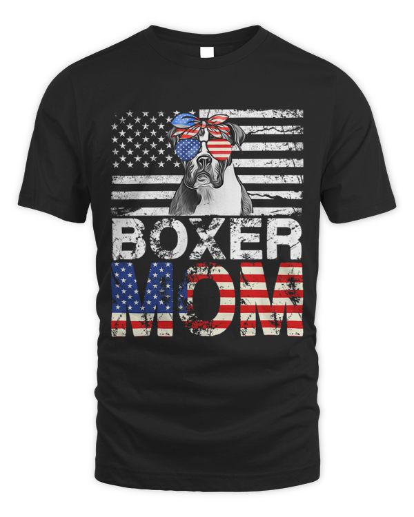 Womens Cool Boxer Mom USA Flag Patriotic Mothers Day