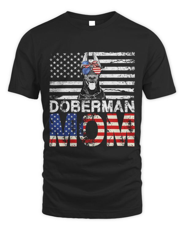 Womens Cool Doberman Mom USA Flag Patriotic Mothers Day