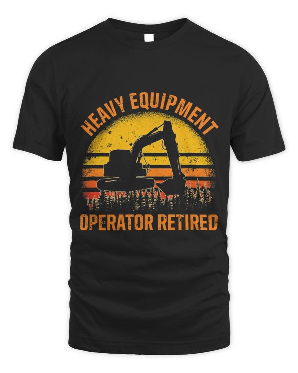 Mens Retro Sunset Heavy Equipment Operator Retired