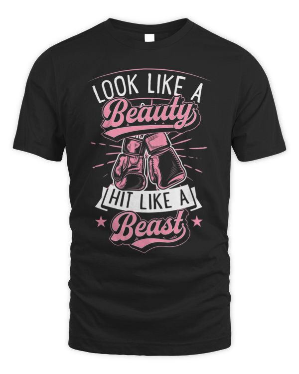 Womens Look Like A Beauty Hit Like A Beast Karate Kickboxing Girl 1