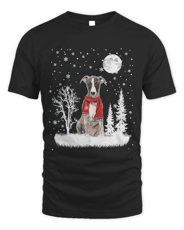 Whippet Under Moonlight Snow Christmas Pajama 313