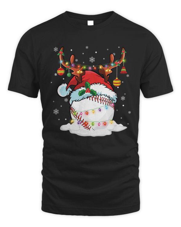 Reindeer Santa Hat Baseball & Christmas Lights- A Perfect Xmas