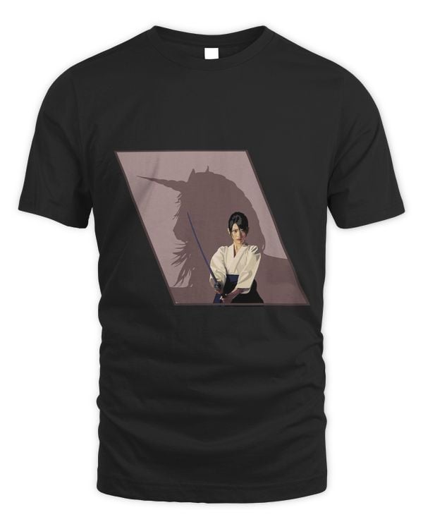 Ninja Samurai Woman With Unicorn Blueprint Beautiful Art Top