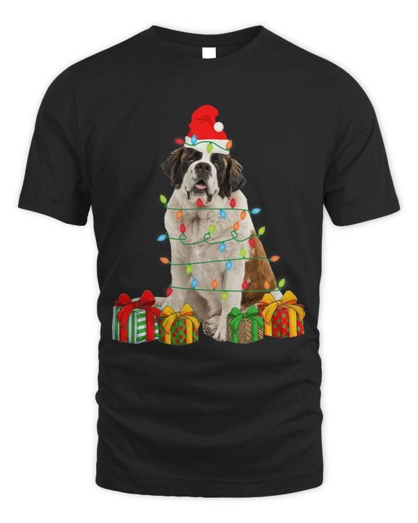 Xmas Bernard Dog Christmas Lights Puppy Lover