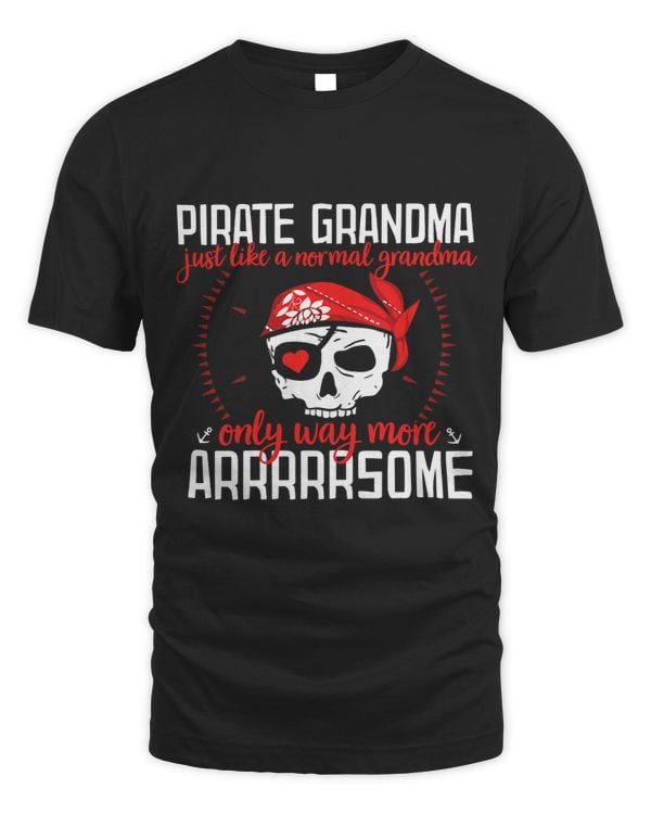 Womens Funny Pirate Shirt Women Jolly Roger Grandma Freebooter 1