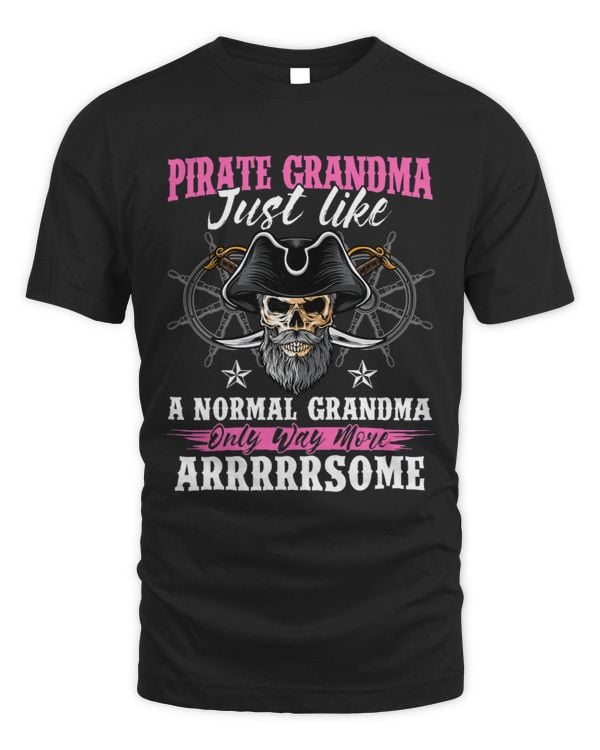 Womens Funny Pirate Shirt Women Jolly Roger Grandma Freebooter