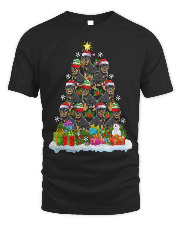 Xmas Holiday Funny Santa Rottweiler Dog Christmas Tree 3