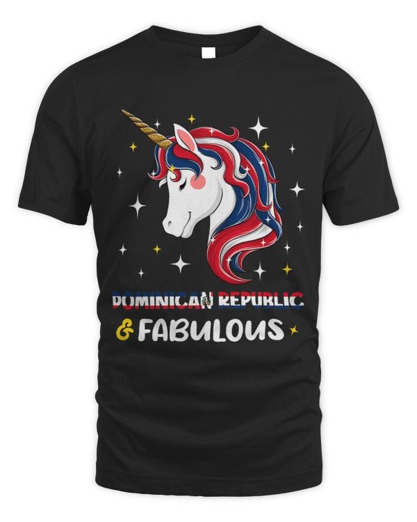 Womens Girl Dominican Republic Flag Unicorn Women
