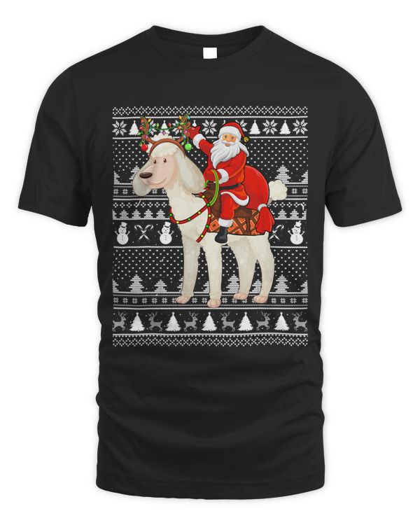 Xmas Holiday Ugly Santa Riding Poodle Dog Christmas
