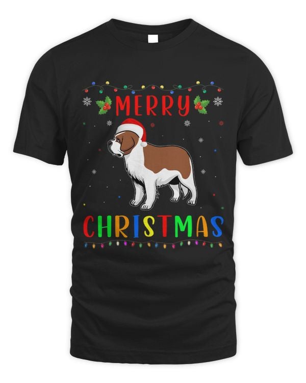 Xmas Light Bernard Dog Design Matching Christmas Pajama