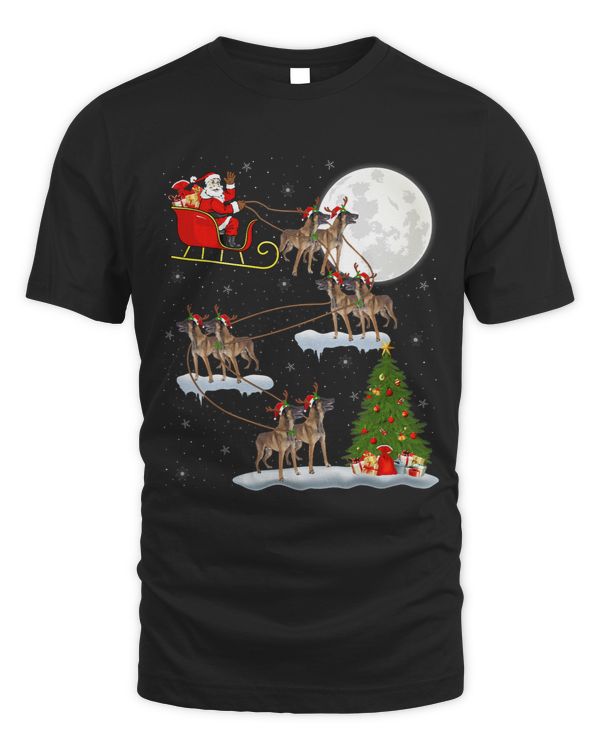 Xmas Lighting Tree Santa Riding Belgian Malinois Christmas 144