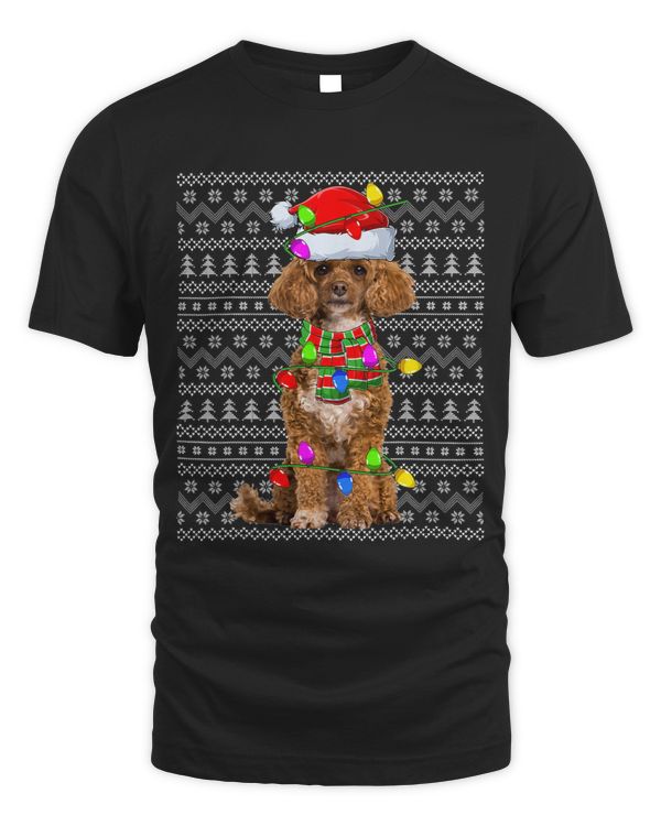 Xmas Lighting Ugly Santa Poodle Dog Christmas