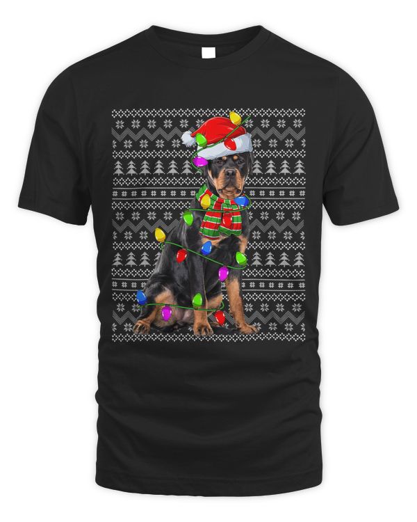 Xmas Lighting Ugly Santa Rottweiler Dog Christmas